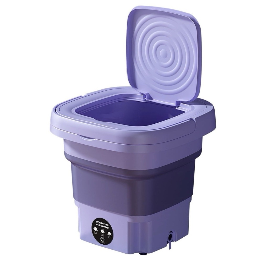Portable Washing Machine Mini Washer Foldable Washer Spin Dryer Travel Purple